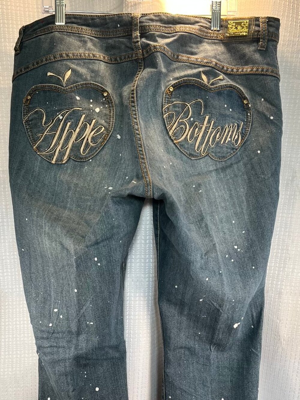 RARE Vintage Apple Bottoms Jeans with White Paint Splatter size 18